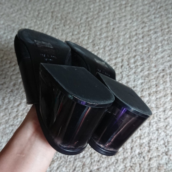 Rag & Bone Millie Suede & Leather Chunky Heel Mule In Black size 37 - Picture 3 of 15